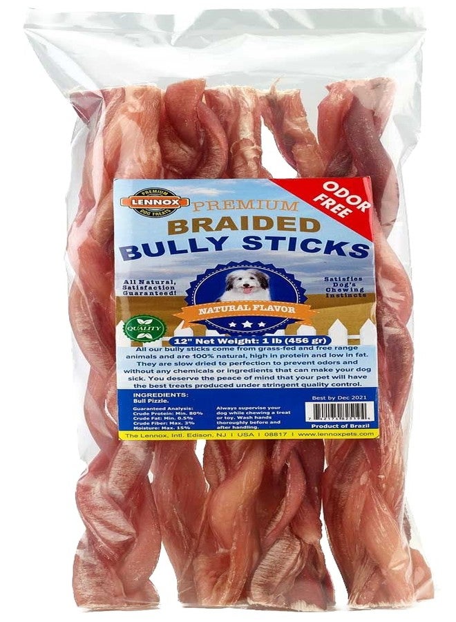 عصي لينوكس المضفرة للكلاب بطول 12 بوصة | مكافآت طبيعية فاخرة تدوم طويلاً للكلاب | لحم بقري طليق 100% للسلالات الصغيرة والمتوسطة | خالية من الجلد الخام - 16 أونصة - Image 1